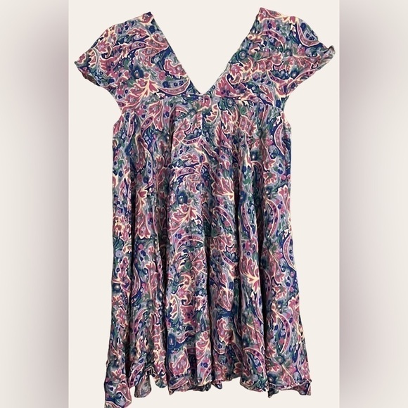 MATILDA JANE In the Maze Asymmetrical Blue/Pink/Cream Paisley Top, Small, EUC. - Picture 5 of 10